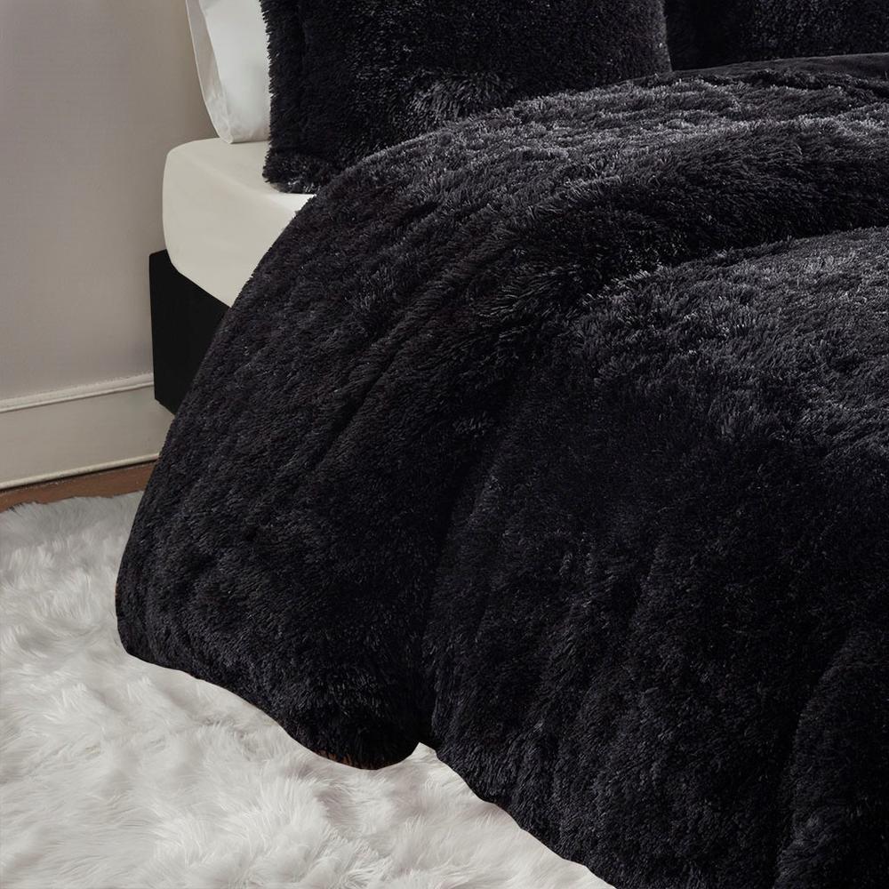Solid shaggy fur duvet covers