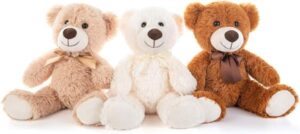 MorisMos 3 Packs Teddy Bears Bulk Stuffed Animals, Cute Small Teddy Bear Plush Toys, Little Stuffed Bear for Kids on Centerpiece Baby Shower, 14 Inches